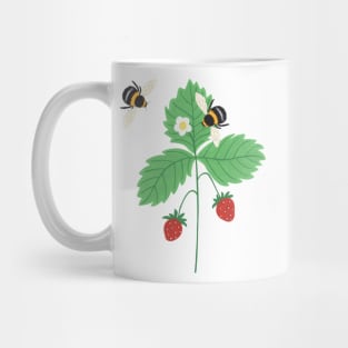 Strawberry plant with bees Mug